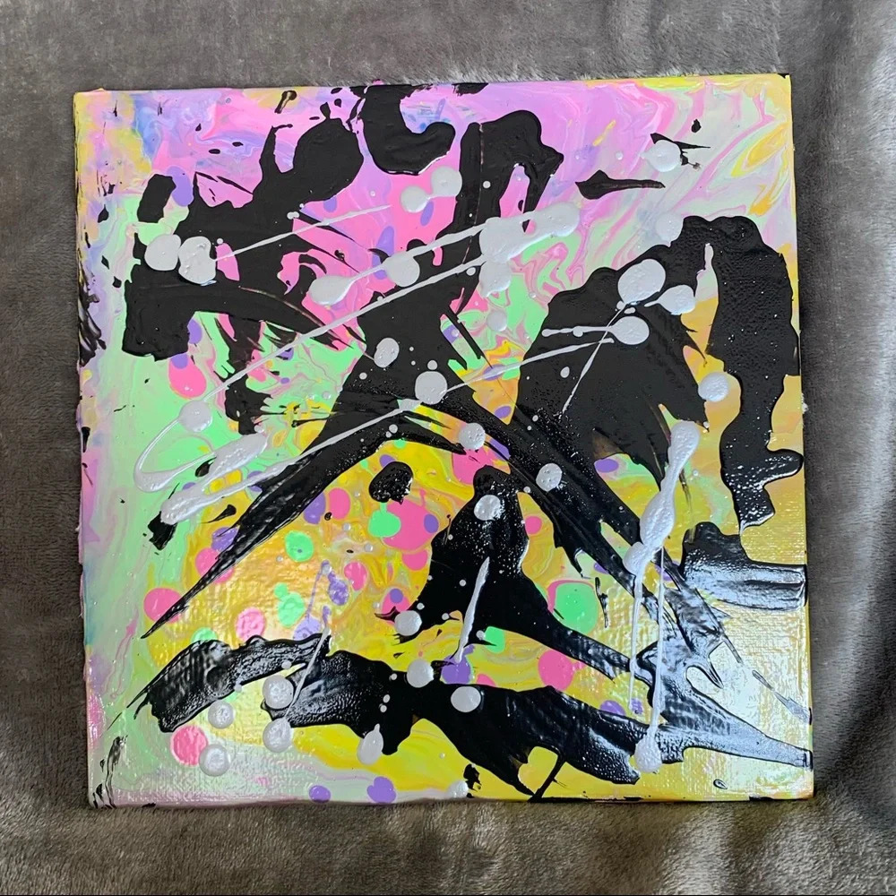 Original Artwork! New Paint Pour Series - 10x10 canvas board